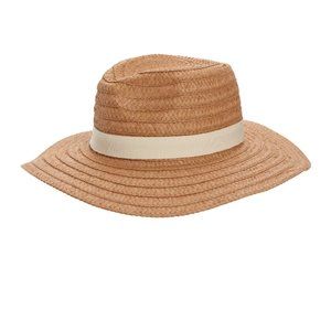 Madewell Braided Packable Straw Fedora Hat in Warm Nutmeg Size M/L